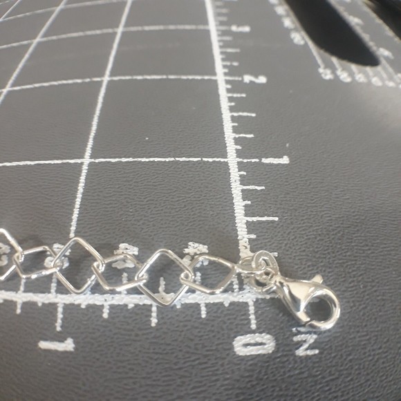 NEW Sterling Silver Bracelet Geometric Square Links 7.25"L Bracelet - 3g - Picture 6 of 6